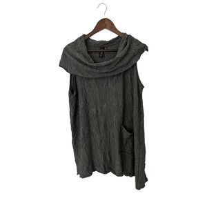 Focus Casual‎ Life Sleeveless Cowl Neck Tunic Blouse Size M gray crinkle